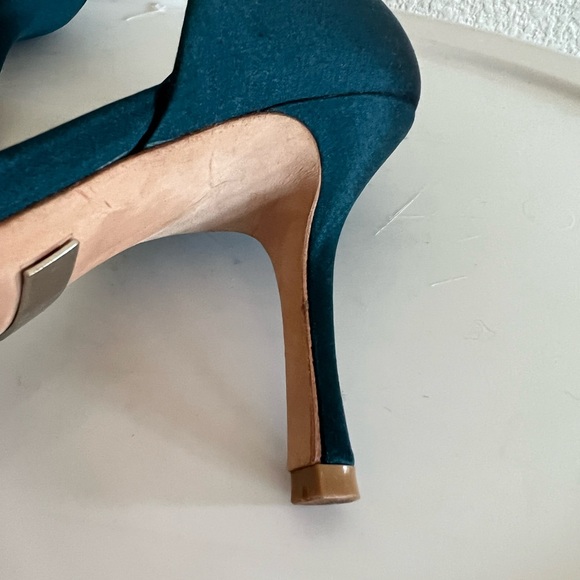 Badgley Mischka Teal Rhinestone Open Toe Heels - Picture 7 of 11